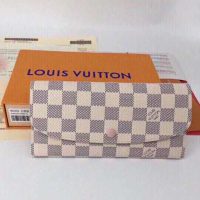 Louis Vuitton LV Women Emilie Wallet Damier Azur Canvas-Pink