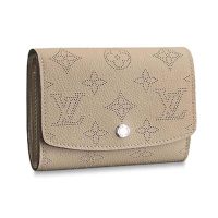 Louis Vuitton LV Women Iris Compact Wallet Mahina Perforated Calf Leather-Black