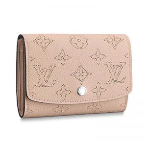 Louis Vuitton LV Women Iris Compact Wallet Mahina Perforated Calf Leather-Pink
