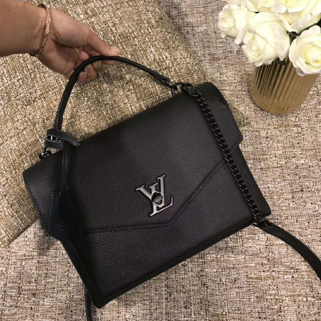 Louis Vuitton Black Calfskin MyLockMe Satchel, myGemma