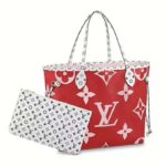 Borsa Louis Vuitton LV Neverfull MM da donna in tela monogramma - Rossa