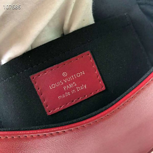 Louis Vuitton LV Women Tambourin Handbag Smooth Calf Leather-Red (4)