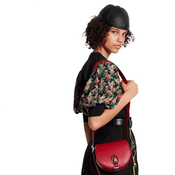 Louis Vuitton LV Women Tambourin Handbag Smooth Calf Leather-Red (5)