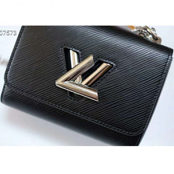 Louis Vuitton LV Women Twist Belt Chain Wallet Black Epi Leather (4)