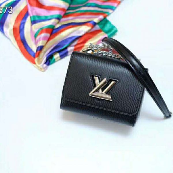 Louis Vuitton LV Women Twist Belt Chain Wallet Black Epi Leather (7)