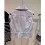 Chanel Women Blouse Cotton & Silk Voile White & Black - Image 5