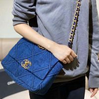 Chanel Women Chanel 19 Flap Bag Denim Blue Fabricsenim Blue Fabrics (1)