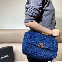 Chanel Women Chanel 19 Flap Bag Denim Blue Fabricsenim Blue Fabrics (1)