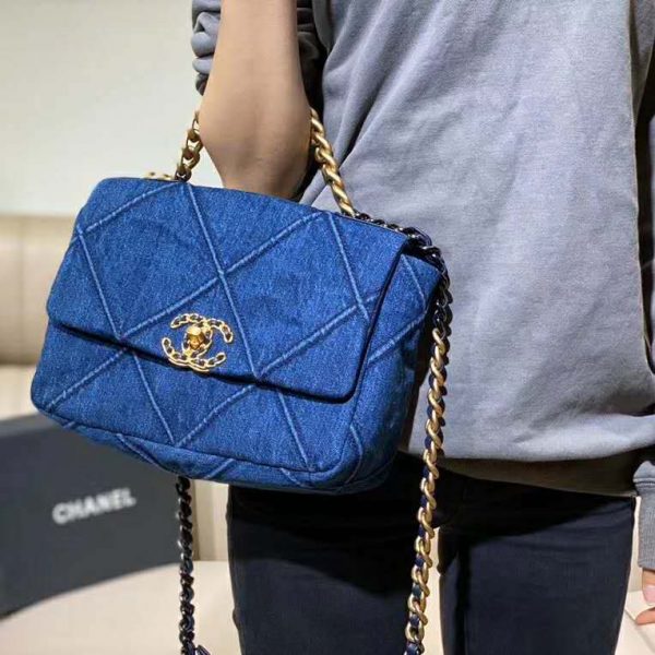 Chanel Women Chanel 19 Flap Bag Denim Blue Fabrics (6)