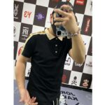 Gucci GG Men Polo with Interlocking G Stripe Black Cotton - Bild 8