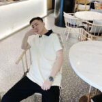 Gucci GG Men Polo with Interlocking G Stripe White Cotton - Image 5