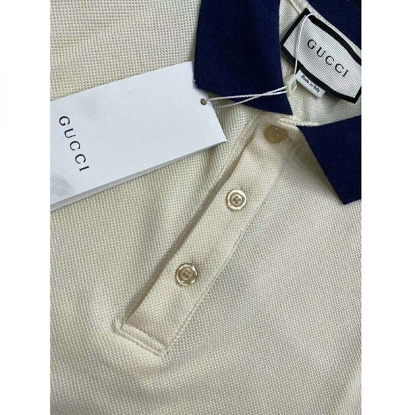Gucci GG Men Polo with Interlocking G Stripe White Cotton (6)