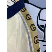 Gucci GG Men Polo with Interlocking G Stripe White Cotton