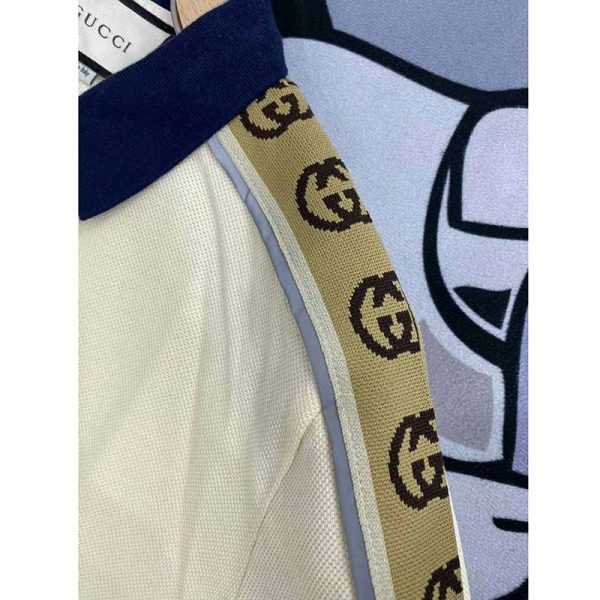 Gucci GG Men Polo with Interlocking G Stripe White Cotton (7)