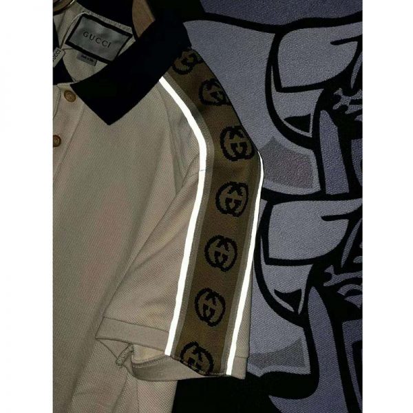Gucci GG Men Polo with Interlocking G Stripe White Cotton (9)