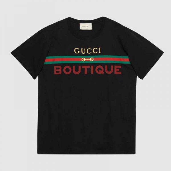 Gucci GG Men's Gucci Boutique Print Oversize T-Shirt-Black