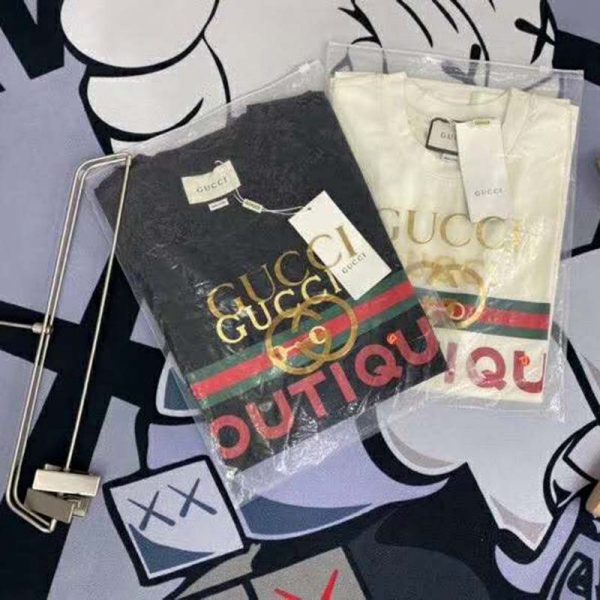 Gucci GG Men’s Gucci Boutique Print Oversize T-Shirt-Black (10)