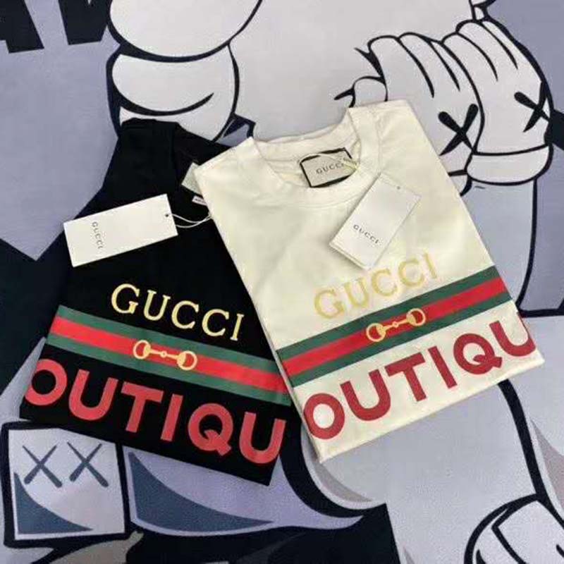Gucci GG Men's Gucci Boutique Print Oversize T-Shirt-Black - LULUX