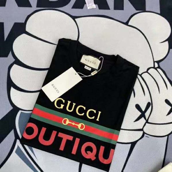 Gucci GG Men’s Gucci Boutique Print Oversize T-Shirt-Black (5)