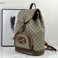 Gucci GG Unisex Gucci 1955 Horsebit Backpack BeigeEbony Supreme Canvas