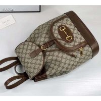 Gucci GG Unisex Gucci 1955 Horsebit Backpack BeigeEbony Supreme Canvas