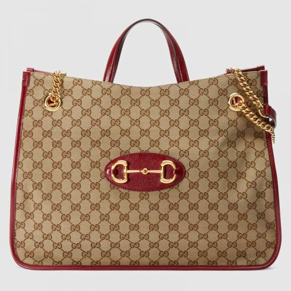 Gucci GG Unisex Gucci 1955 Horsebit Large Tote Bag-Red