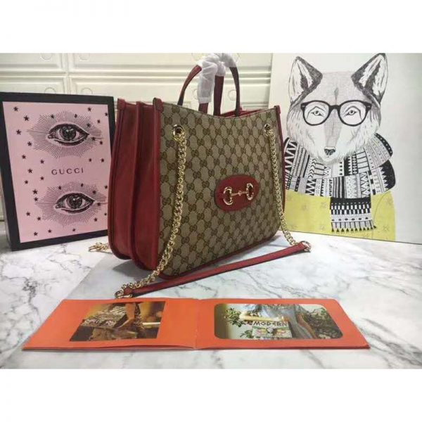 Gucci GG Unisex Gucci 1955 Horsebit Large Tote Bag-Red (2)