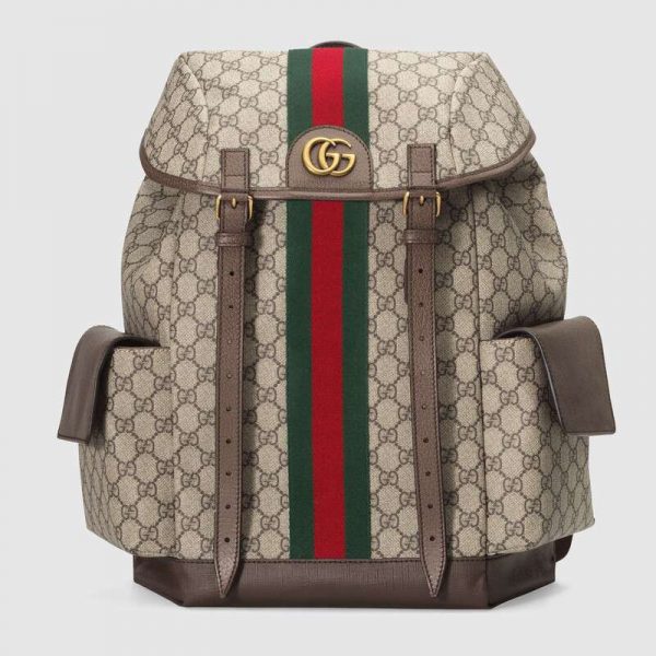 Gucci GG Unisex Ophidia GG Medium Backpack BeigeEbony Supreme Canvas