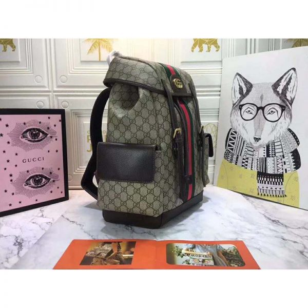 Gucci GG Unisex Ophidia GG Medium Backpack BeigeEbony Supreme Canvas (4)