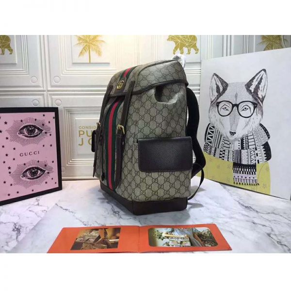Gucci GG Unisex Ophidia GG Medium Backpack BeigeEbony Supreme Canvas (5)