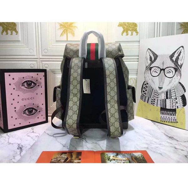 Gucci GG Unisex Ophidia GG Medium Backpack BeigeEbony Supreme Canvas (6)