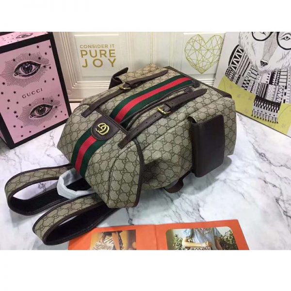 Gucci GG Unisex Ophidia GG Medium Backpack BeigeEbony Supreme Canvas (7)