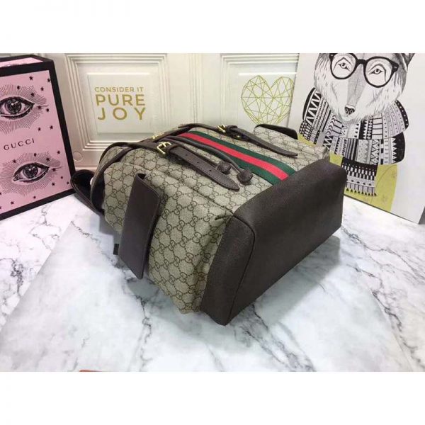 Gucci GG Unisex Ophidia GG Medium Backpack BeigeEbony Supreme Canvas (8)