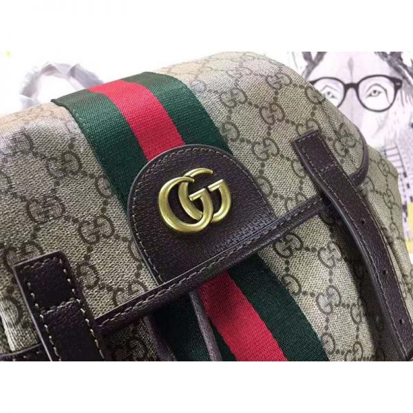 Gucci GG Unisex Ophidia GG Medium Backpack BeigeEbony Supreme Canvas (9)