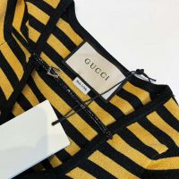 Gucci GG Women Fine Viscose V-Neck Short Sleeve Top-Yellow