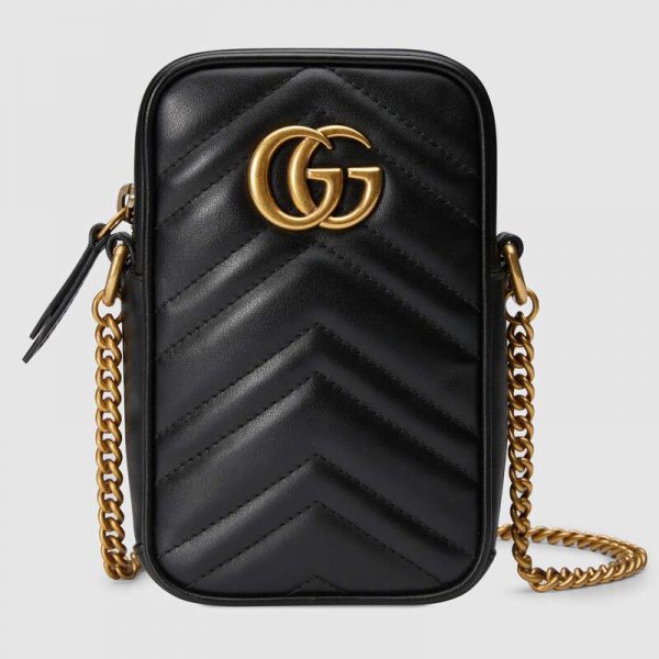 Gucci GG Women GG Marmont Mini Bag Matelassé Chevron Leather-Black