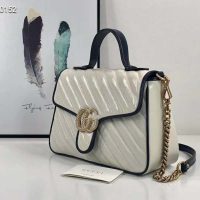 Gucci GG Women GG Marmont Mini Top Handle Bag-White