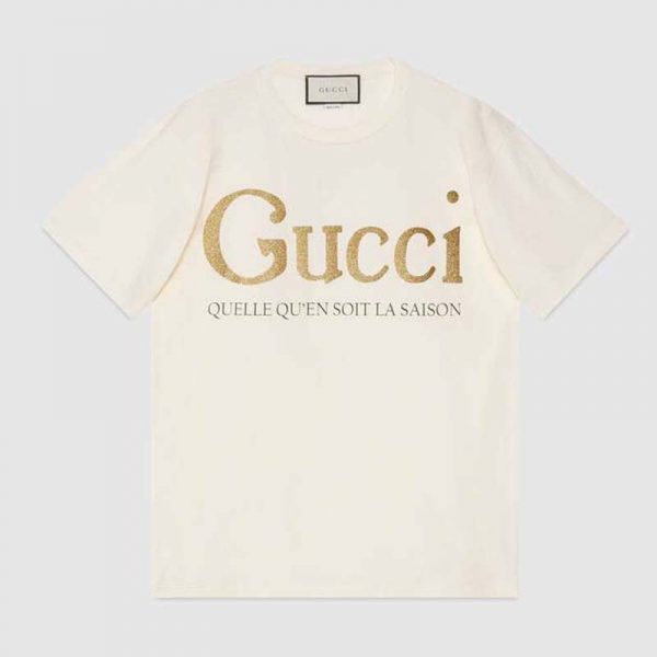 Gucci GG Women Gucci Glitter Print T-Shirt Cotton-White
