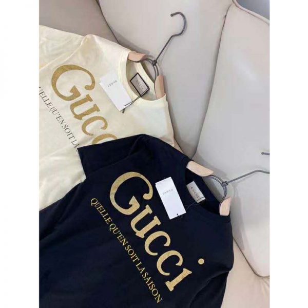 Gucci GG Women Gucci Glitter Print T-Shirt Cotton-White (4)