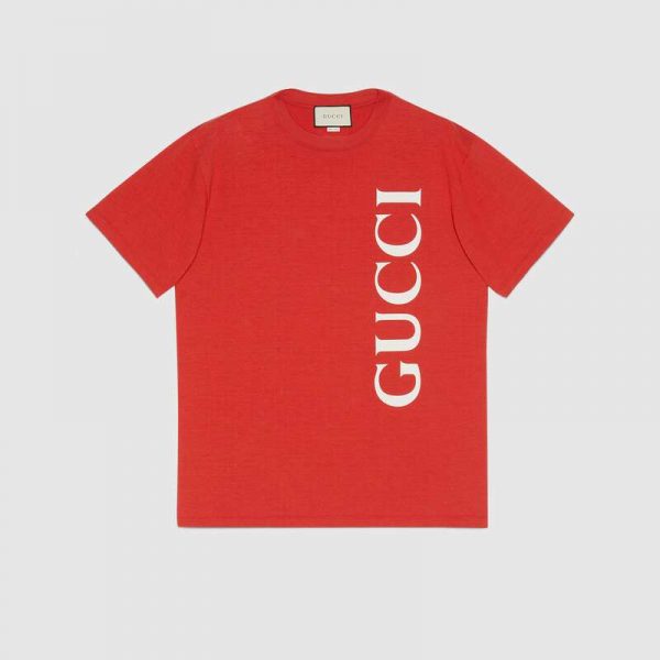 Gucci GG Women Gucci Print Oversize T-Shirt Red Cotton