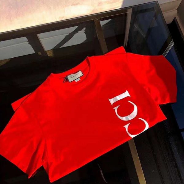 Gucci GG Women Gucci Print Oversize T-Shirt Red Cotton (7)