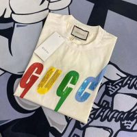 Gucci GG Damen Oversize Baumwoll-T-Shirt Gucci Blade-Weiß