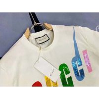 Gucci GG Damen Oversize Baumwoll-T-Shirt Gucci Blade-Weiß