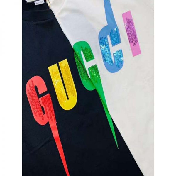 Gucci GG Women Oversize T-Shirt with Gucci Blade Print-Black (7)