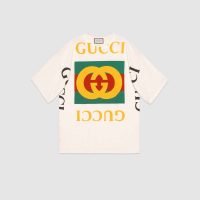 Gucci GG Women Oversize T-Shirt with Gucci Logo-Whiteh Gucci Logo-White (1)