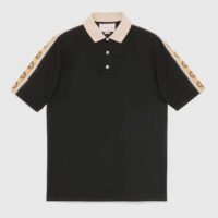 Gucci GG Women Polo with Interlocking G Stripe Black Cotton (4)