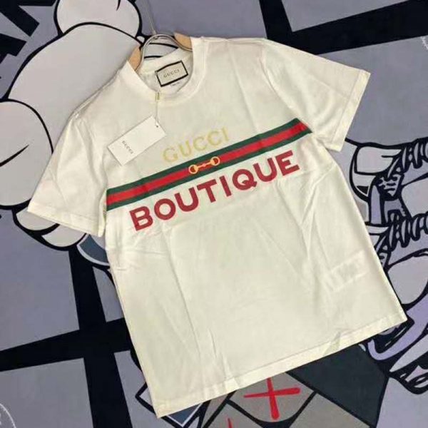 Gucci GG Women’s Gucci Boutique Print T-Shirt-White (5)