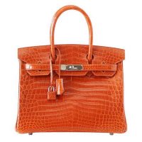 Hermes Birkin 30 Bag in Alligator Leather with Gold Hardware-Rose