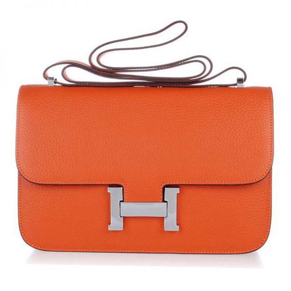 Hermes Constance Elan Leather Shoulder Bag in Epsom Leather-Orange