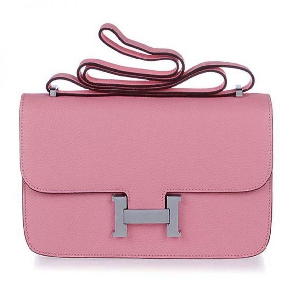 Hermes Constance Elan Leather Shoulder Bag in Epsom Leather-Pink